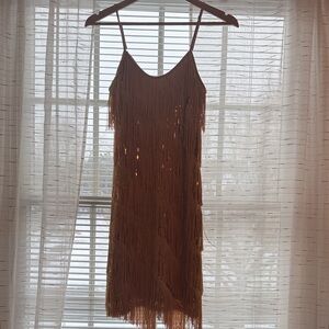 Elegant Fringe Dress in Gold